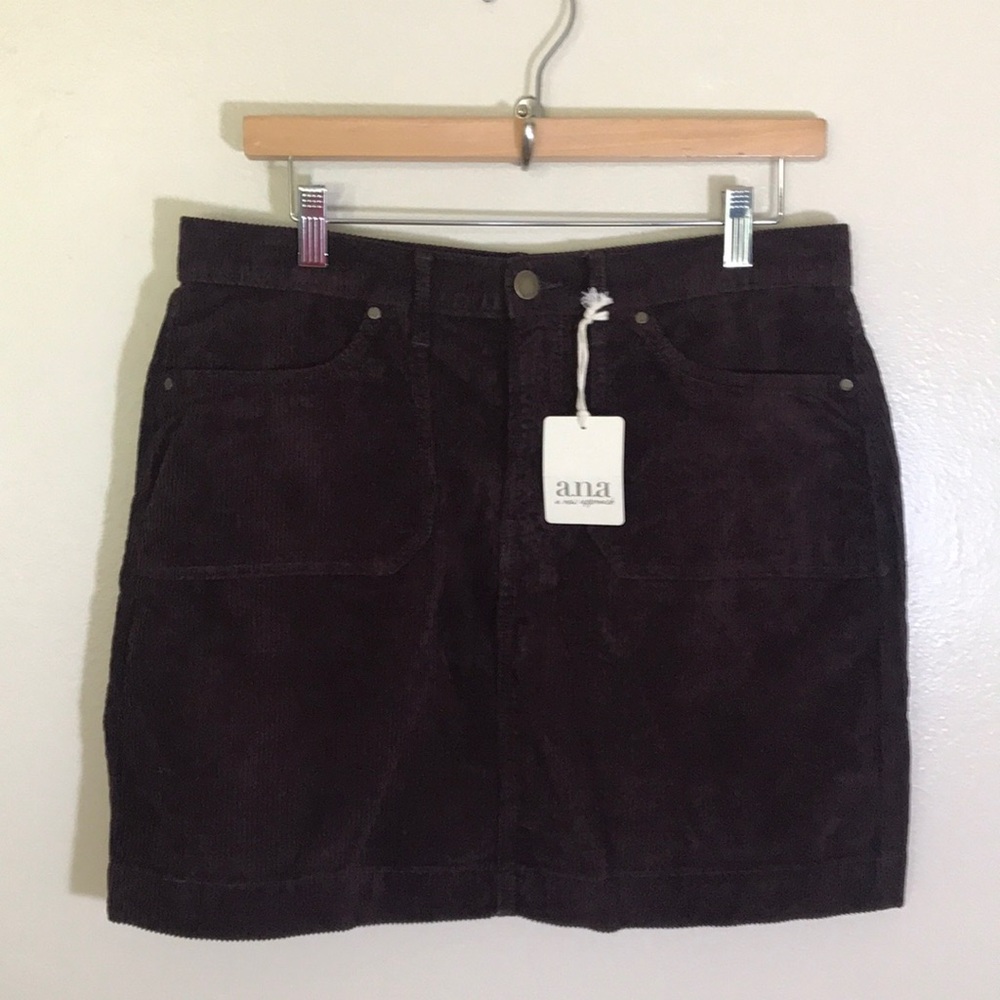 NEW a.n.a Rum Raisin Brown Corduroy Skirt